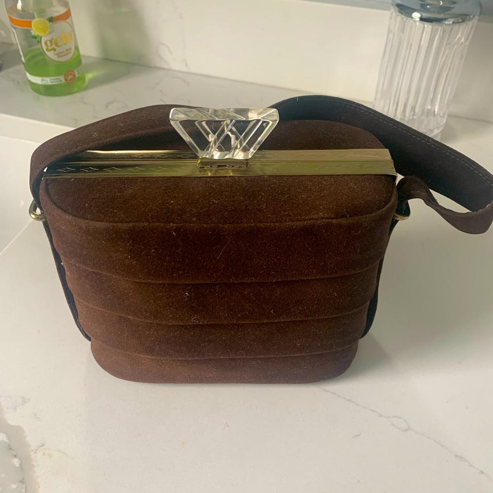 Chocolate suede cute bag👜👛